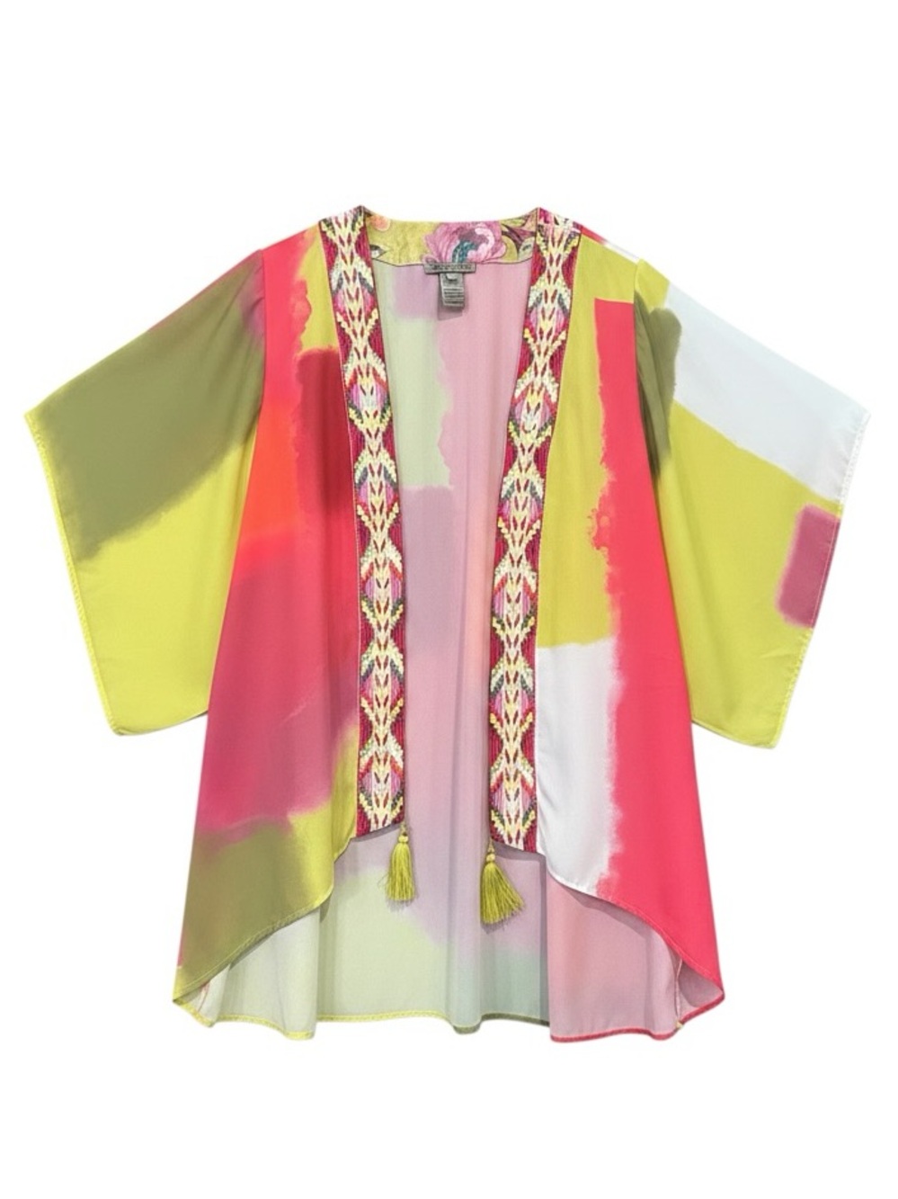 Sharon Young Summer In Bloom Abstract Print Kimono Size S/M - Picture 1 of 11